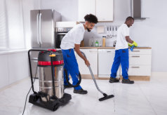 men cleaning the kitchen